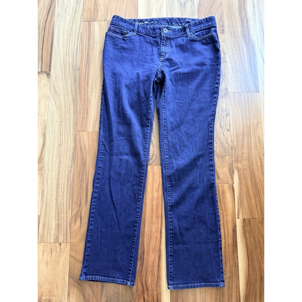 Eddie Bauer Curvy Slim Straight Blue Denim Jeans. 14 Tall